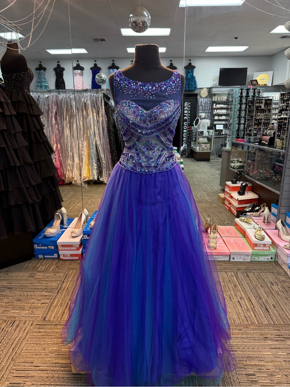 RACHEL ALLAN 6911 PURPLE SIZE 4 BALLGOWN FORMAL PROM PAGEANT